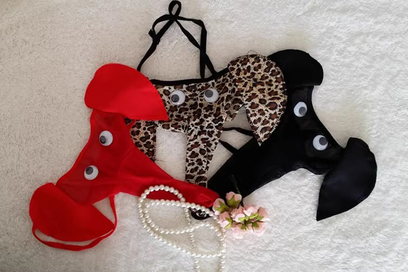 Xiuaisha Men’s Mesh Perspective Elephant Nose Thong, Leopard Print One Size — detail image 8
