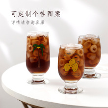 韩式椰子树玻璃水杯耐热牛奶杯果汁杯饮料杯家用喝水杯子可定logo