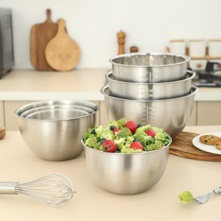 Deepened and Thickened Stainless Steel Egg Basin Baking Container Household Kitchen Cake Mixing Egg White Mixing Cream Bowl