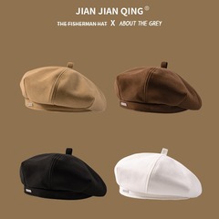 美拉德咖啡色贝雷帽女秋冬日系复古八角帽报童帽英伦风文艺画家帽