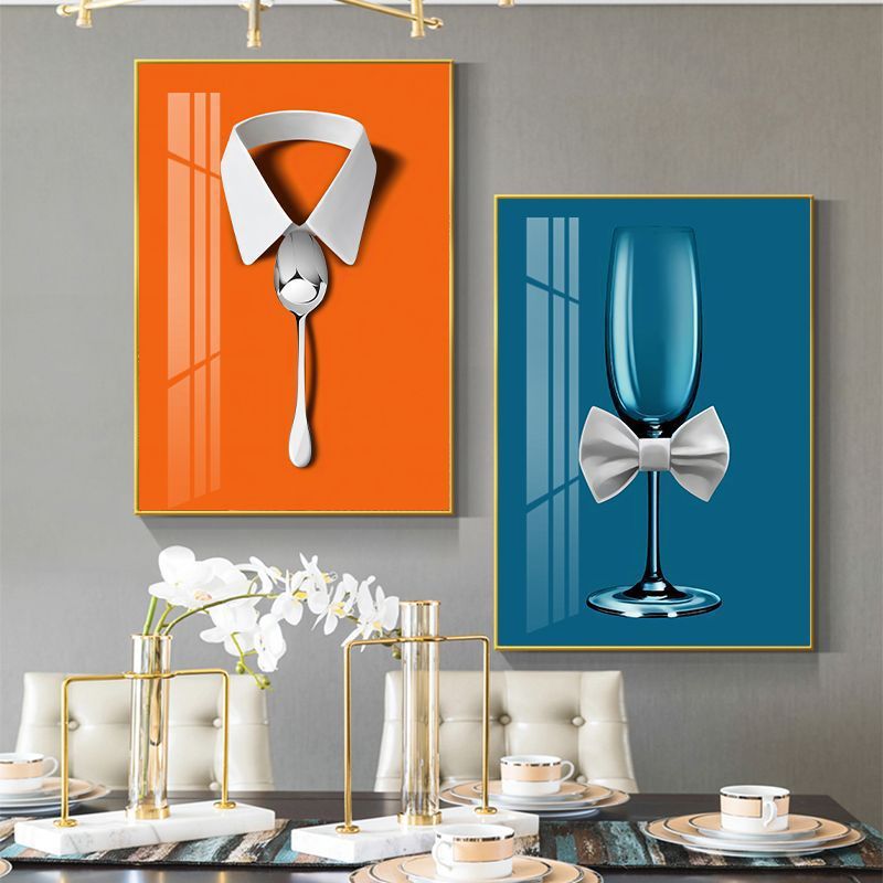Pintura decorativa de comedor simple mesa de comedor cuelga pinturas de porcelana de cristal de fondo pinturas murales sin perforación