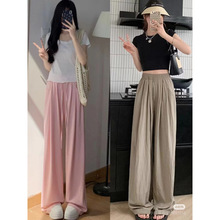 天丝亚麻阔腿裤女夏季薄款2025新款高腰垂感休闲防晒棉麻直筒长裤