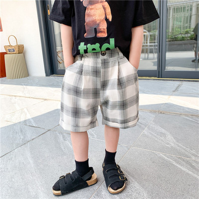 男女童西装格子短裤2021夏季新品韩版儿童薄款休闲脚口卷边五分裤|ms