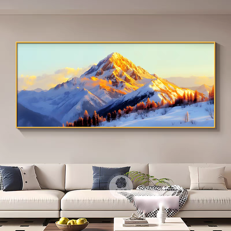 背靠金山客厅装饰画有山无水办公室沙发背景墙挂画轻奢高级感壁画|undefined