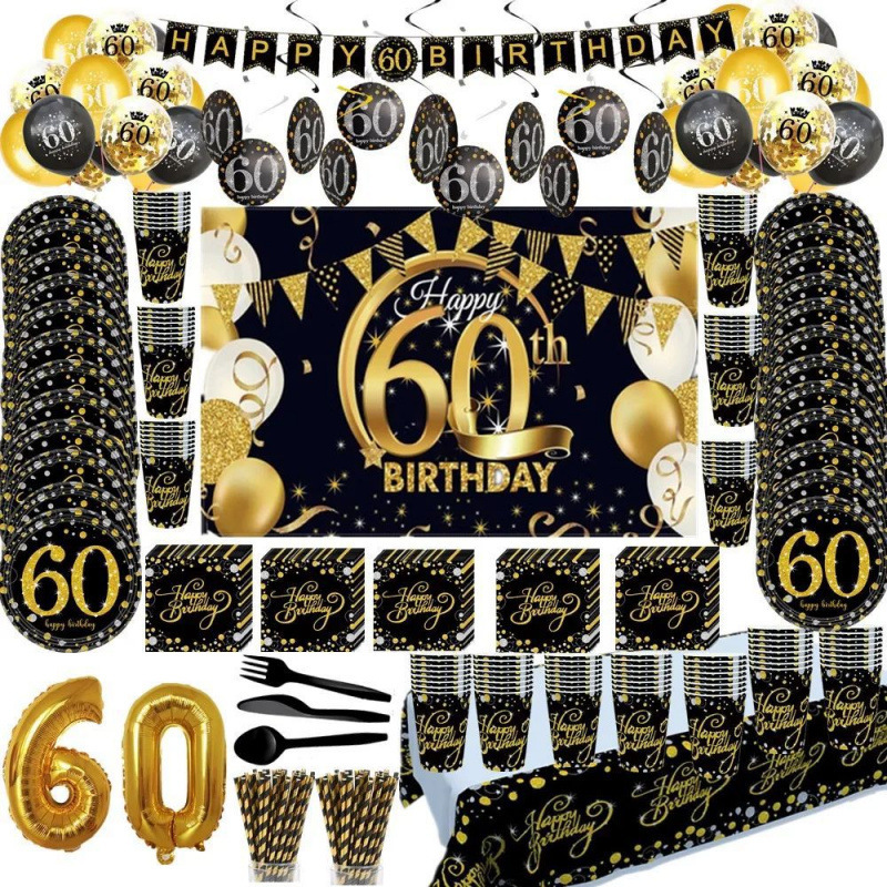 60 Years Old Birthday Party Supplies 60th Happy Birthday跨境