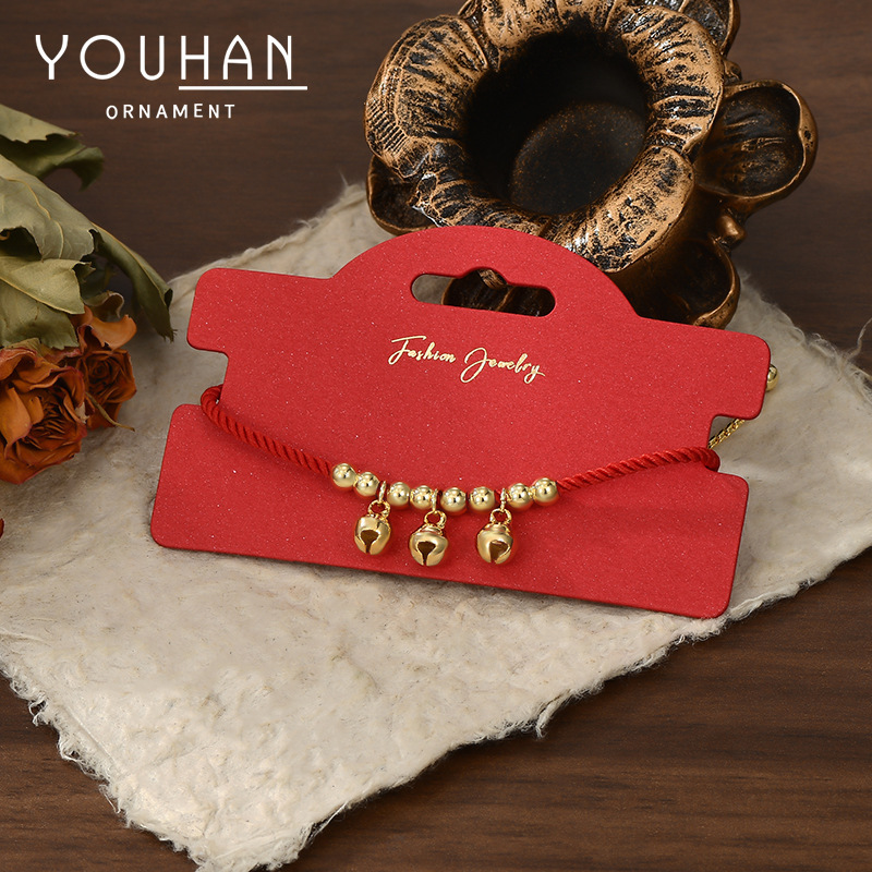 Designer 2025 Benmingnian Bell Red Rope Bracelet Women's Woven Red Hand Rope Girlfriend Couple's Hand Ornaments