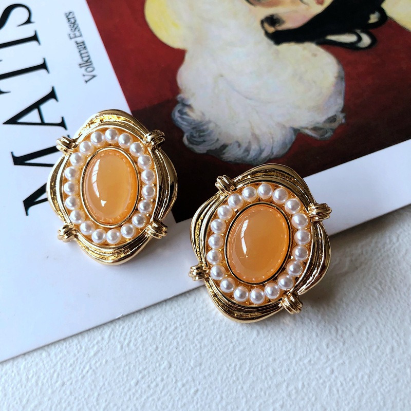 Nihaojewelry Retro Planta Flor Calabaza Gota Glaze Stud Pendientes Joyería Al Por Mayor display picture 13