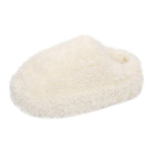 Simple, chunky-soled, versatile closed-toe half-slippers for women—2025 autumn/winter collection; cozy, furry slip-ons perfect for everyday wear.