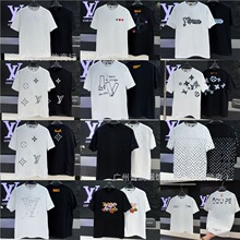 跨境 顶级品质正确版驴家新款字母Logo绣花短袖休闲宽松男女款T恤