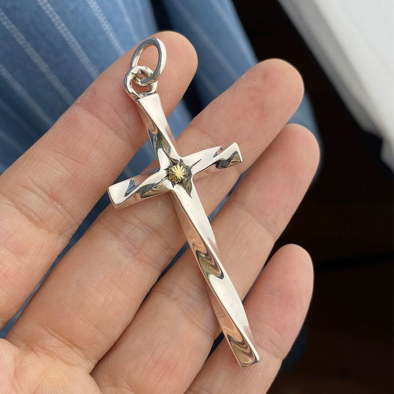Colgante de cruz Aurora Dorada S925 plata esterlina Collar de hombre Personalidad universal Nicho de Europa y América no decoloración de plata