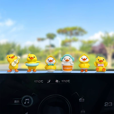 Internet Celebrated Cute Yellow Duck Car Ornaments Creative Girl Car Car Interior Central Console Screen Decoration Supplies (Car ornaments) - multiple-styles-available-see-details-page-cute-little-yellow-duck-6-combinations-free-traceless-stickers