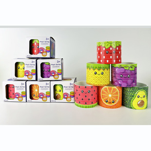 New Environmentally Friendly Plastic Round Fruit Pattern Magic Rainbow Circle 7.6*6.5cm Multi-Play Educational Toy