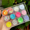 Glue, nail sequins, gel, children's eye shadow for eye makeup, 12 pieces, without glue