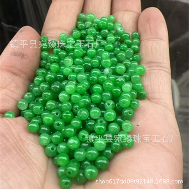 翡翠乾青辛緑4mm小米粒散珠ボールdiy編みブレスレットネックレスひげ玉ビーズビーズ|undefined