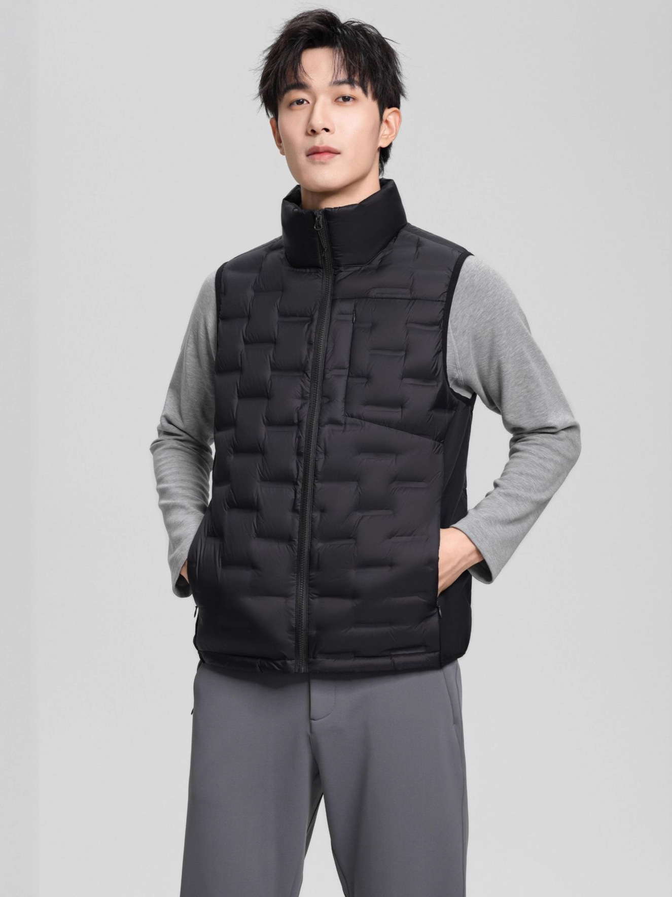 Otoño ligero hombre chaqueta de plumón prensado chaleco de cuello vertical otoño invierno ocio moda universal chaleco cálido cómodo