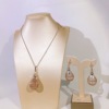 Copper metal jewelry, set, necklace and earrings, 24 carat