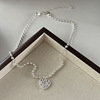 Small design necklace for beloved, lock, silver chain for key bag , Japanese and Korean, trend of season