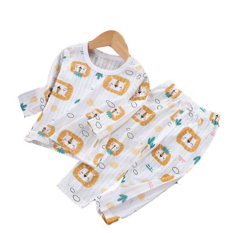 Ropa de hogar para niños ropa de hogar para bebés delgada sin hueso de algodón conjunto de pijamas al por mayor personalizado pro-piel manga corta