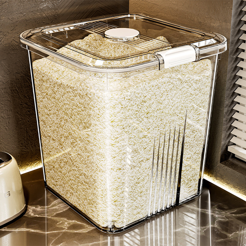 Barril de arroz doméstico 2025 nuevo barril de arroz sellado a prueba de insectos a prueba de humedad granos caja de almacenamiento de harina barril de cara