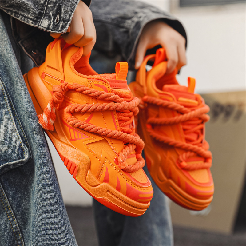 Novos sapatos esportivos masculinos de outono de 2024, sola grossa e antiderrapante, versão coreana, moda moderna, design de nicho, sapatos de pão_voghion.com