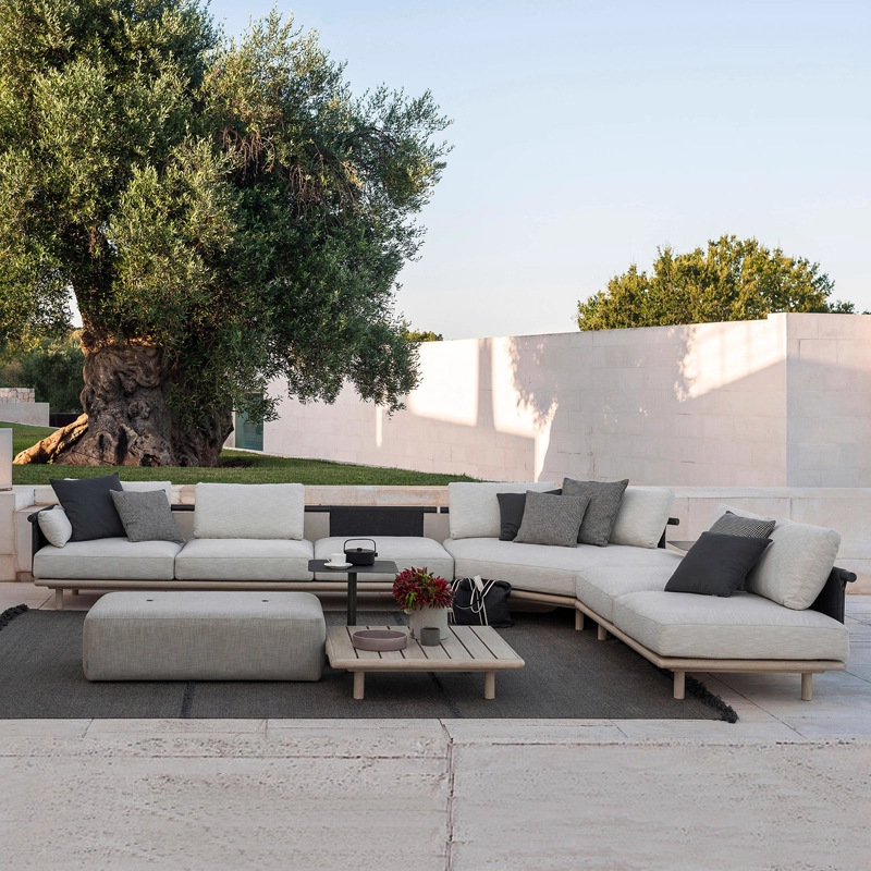 Sofá al aire libre hotel impermeable sofá de caña de tejido hotel ocio minimalista patio sala de estar jardín muebles al aire libre