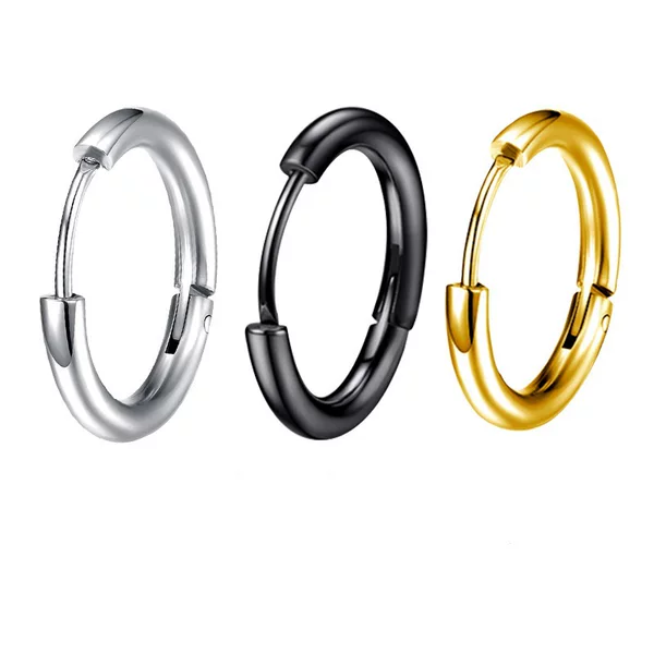 Stainless steel ear buckle factory direct earrings earrings titanium steel earrings thick thin coil male and female students with the same circle
