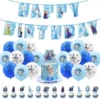 Blue evening dress, balloon, “Frozen”