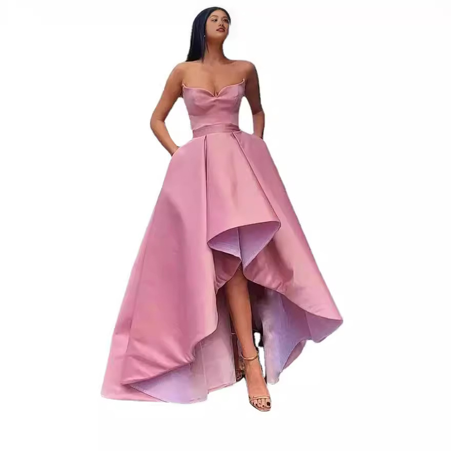 El Comercio exterior europeo y americano Amazon AliExpress deseo vestido de noche sexy tubo superior vestido de banquete simple Vestido de satén