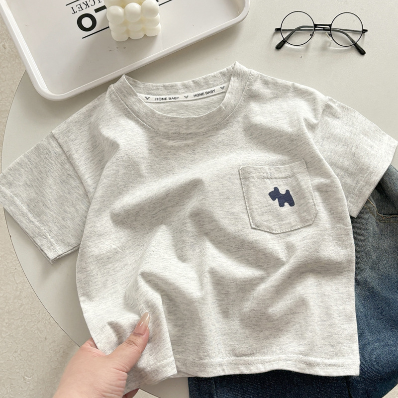 子供の純綿 Tシャツ純綿男の子夏服ベビー新しい子供服女の子ルーズカジュアルトップス半袖|undefined
