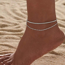 欧美ins风新款脚饰 夏季简约多层链条脚链脚环跨境沙滩足饰品批发