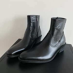 Martens, трендовые ретро короткие сапоги, ботинки, челси, с вышивкой, из натуральной кожи, европейский стиль, для влюбленных