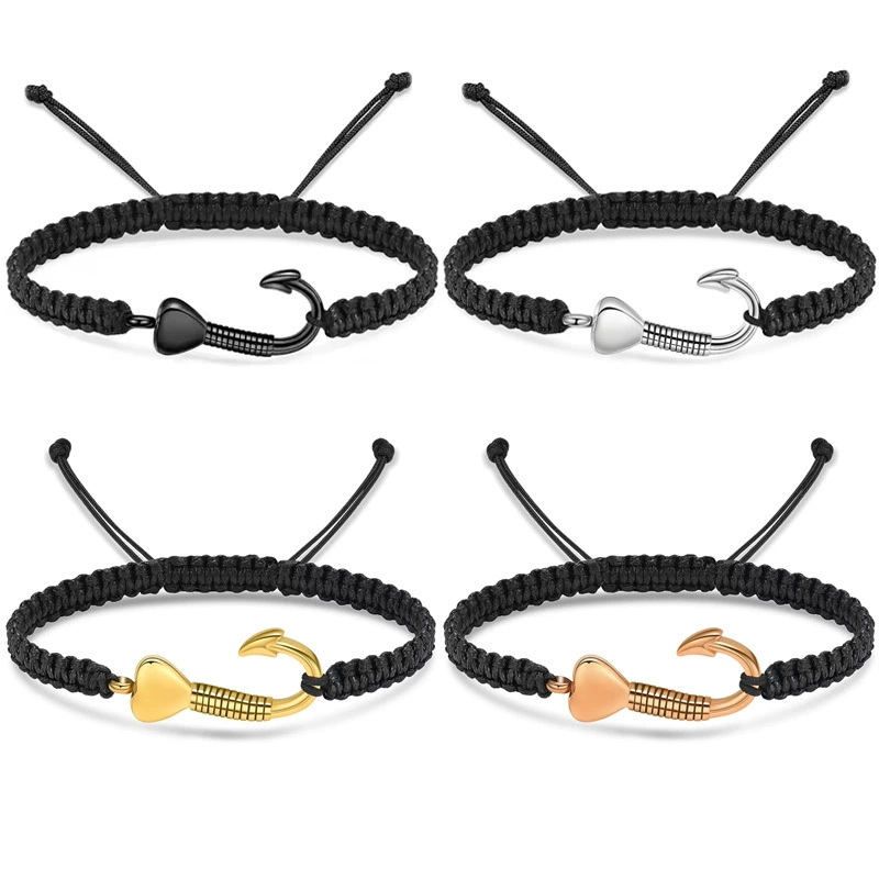 Браслет-урна из нержавеющей стали с плетеным узором в виде рыболовного крючка, регулируемый, оптом, для любимых питомцев, европейский и американский стиль, мемориальный браслет-урна.