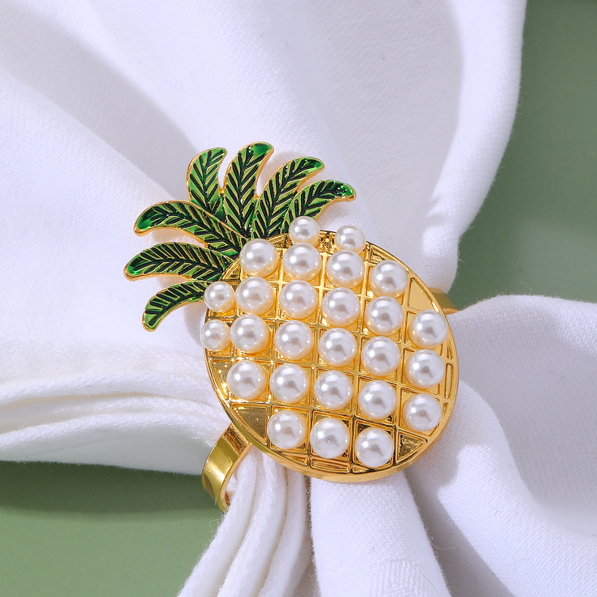 originality pineapple Napkin Ring alloy Drip simulation fruit Pearl Napkin rings Pineapple hotel Jewelry