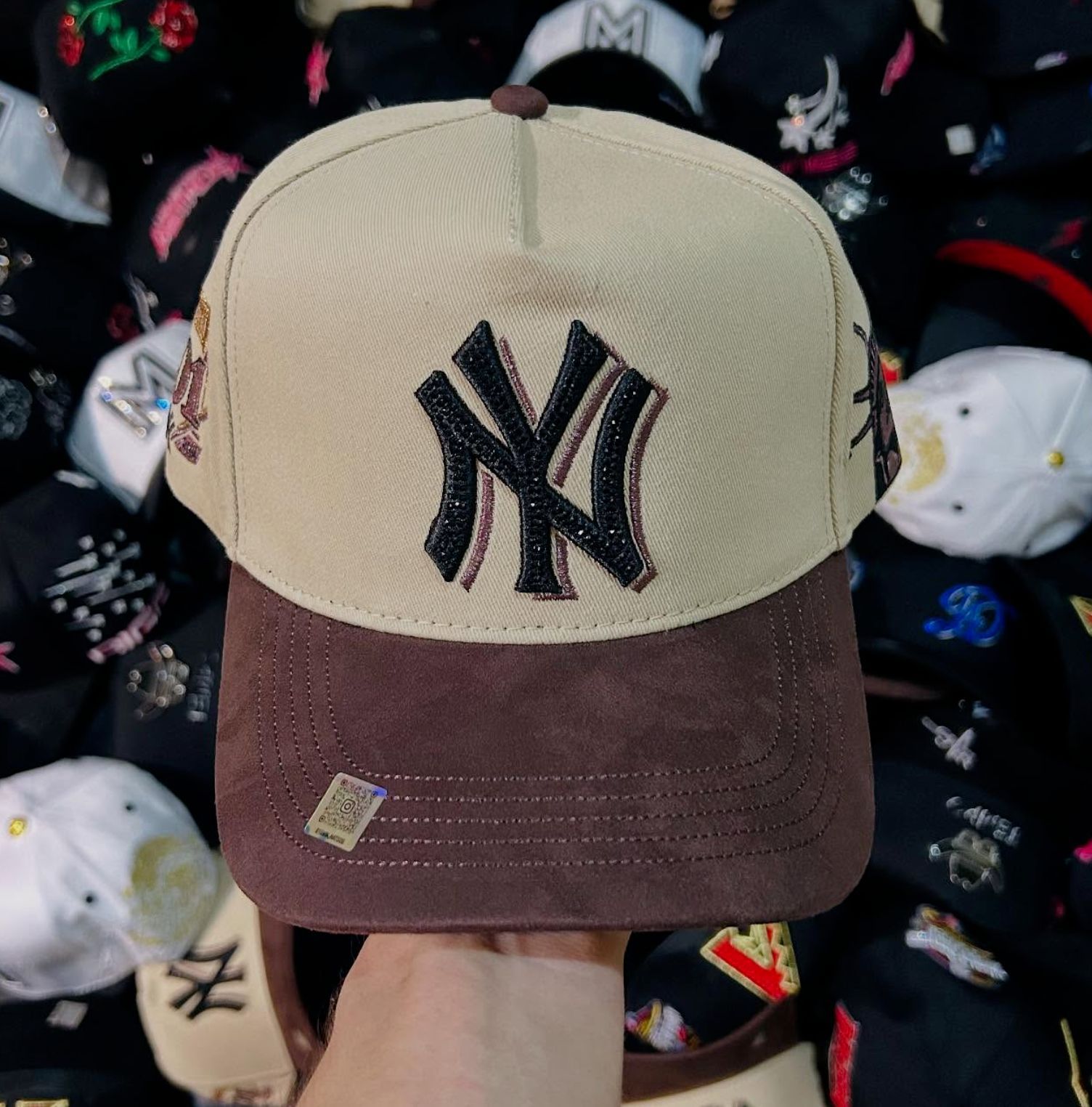 Nuevo Meike Duo Dandy bordado ajustable gorra de boca de pato borde curvo gorra de béisbol con diamantes barba tío