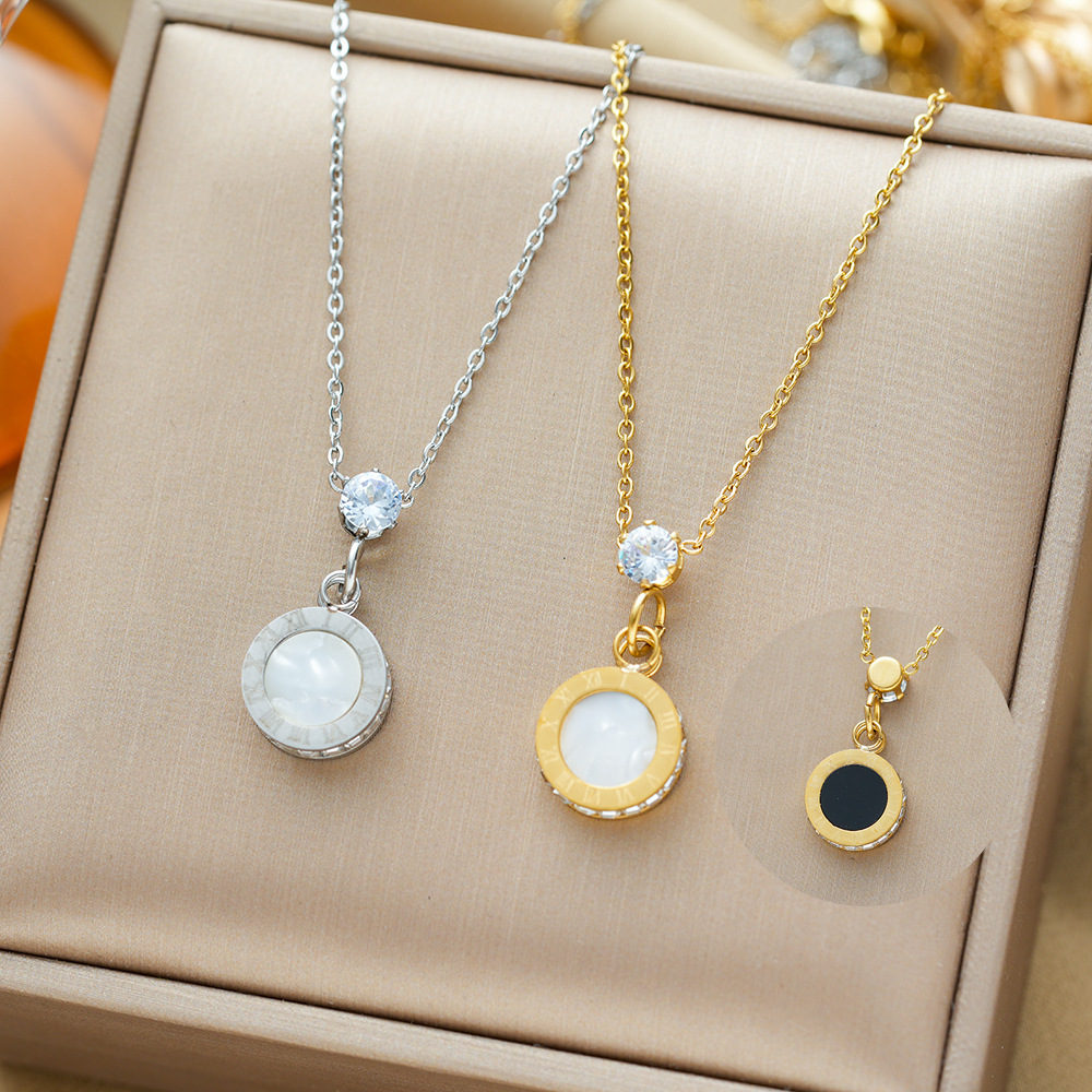 Cross-border Hot Sale Elegant and Personalized Women's Pure Titanium Steel Necklace with Electrolysis 18K Gold Clavicle Chain Necklace Jewelry Fadeless