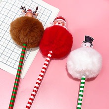 聖誕毛球圓珠筆藍色小學生專用筆0.7女可愛高顏值兒童禮物小禮品