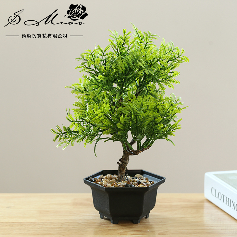 Suministro directo de fábrica de Yiwu flor artificial decoración casera creativa maceta artificial Flor Artificial bienvenida Pino artificial planta verde bonsai