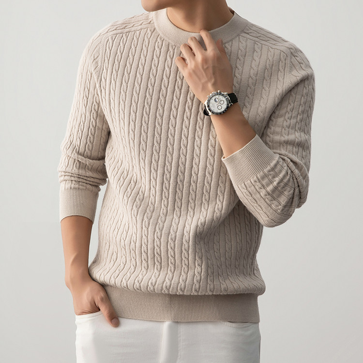 Hombre elástico otoño y invierno nuevo jersey de punto de manga larga abrigo otoño y invierno casual jersey casual de manga larga