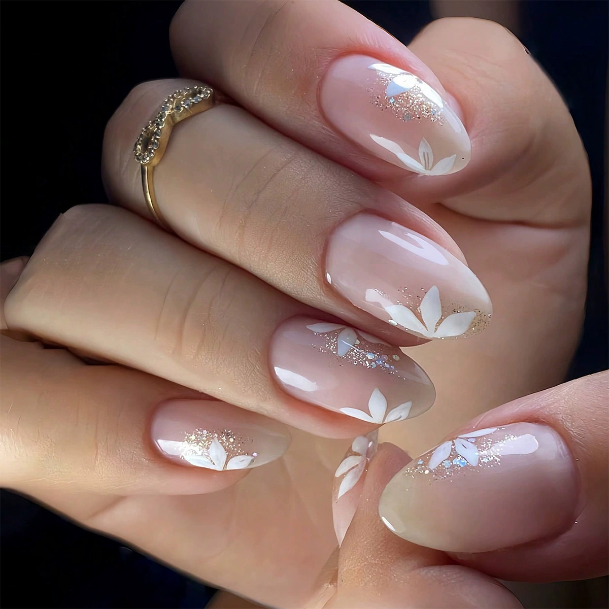 Uña de almendra desmontable negra borde francés minimalista moda manicura falsa parche de uñas al por mayor