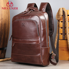 Niucunzhハンドメイド正規品パソコンバッグ大容量通勤旅行高級感メンズカジュアル本革リュック