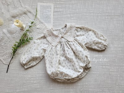  Spring New Korean Style Infant and Toddler Harness Ins Floral Jumpsuit Fresh Lapel Girls Harness