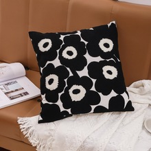 沙发靠枕客厅北欧ins风几何简约黑白棋盘格靠垫套轻奢纯棉绒抱枕