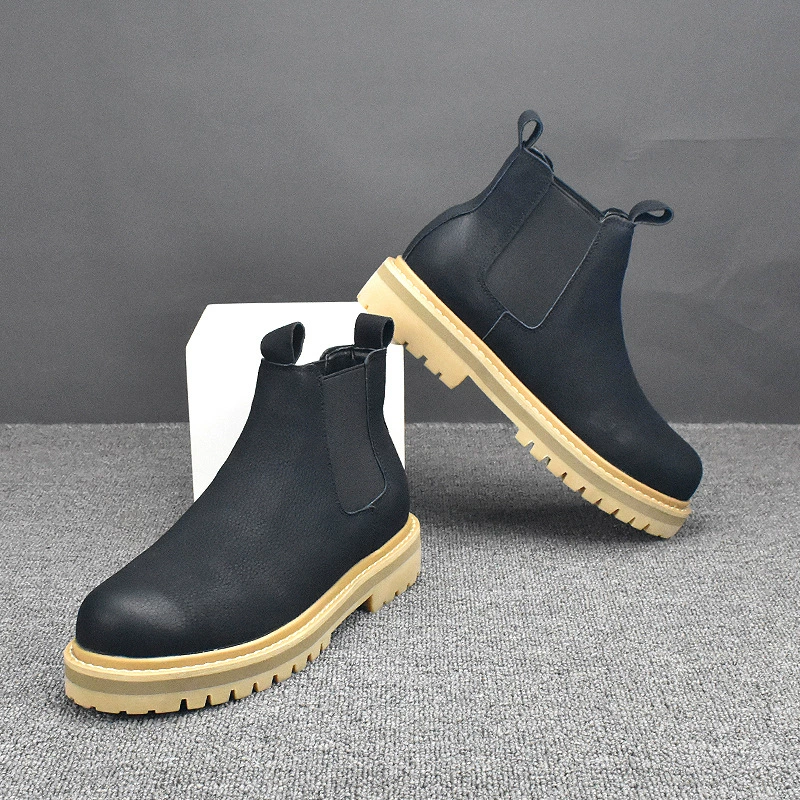 Новая модная универсальная осенне-зимняя британская дышащая обувь в Корейском стиле, мужские ботинки, короткие ботинки, ботинки Martin, ботинки челси