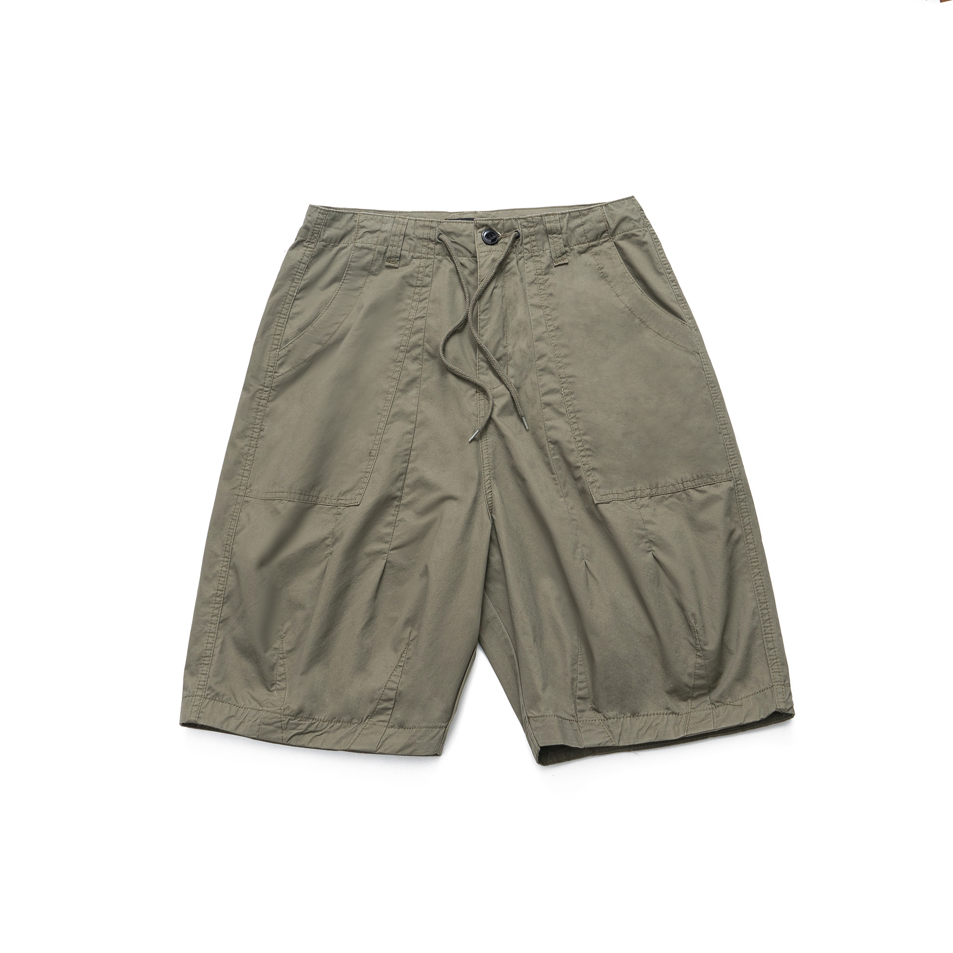 2025 Summer Men's Ready-To-Wear Dyed Shorts Simple Loose Cotton Pants Trendy Casual Pants Pocket Loose Six-Point Pants