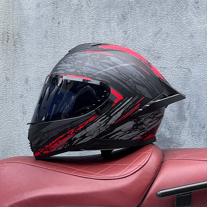 Casco integral transfronterizo DOT de la versión mejorada de LVS con doble lente para hombres, casco de seguridad universal para todas las estaciones para motociclistas femeninas, casco de motocicleta con doble lente.