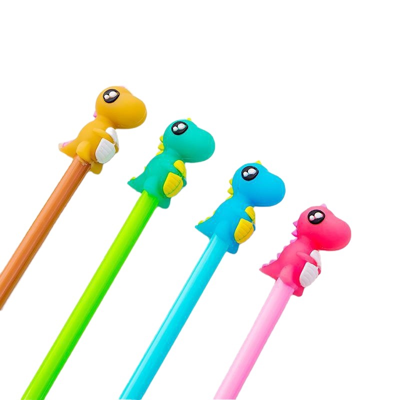 Creative Cute Colorful Little Dinosaur Gel Pen Black 0.38 Water-Based Pen Student Gel Pen Stationery Wholesale Manufacturer