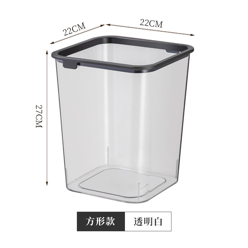 Basura transparente de gran capacidad cubo almacenamiento nórdico sin tapa creativa sala cocina dormitorio simple papelera doméstica