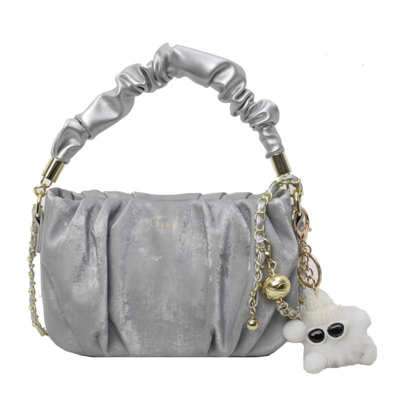 Verano súper fuego cadena plisada nube bolsa de axila señoras 2025 nuevo bandolera coreana de nicho todo fósforo