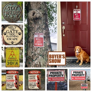 Cross-Border New Retro Public Prohibited House Number Plaque Slogan Sign Wall Decoration Metal Crafts Tin Painting