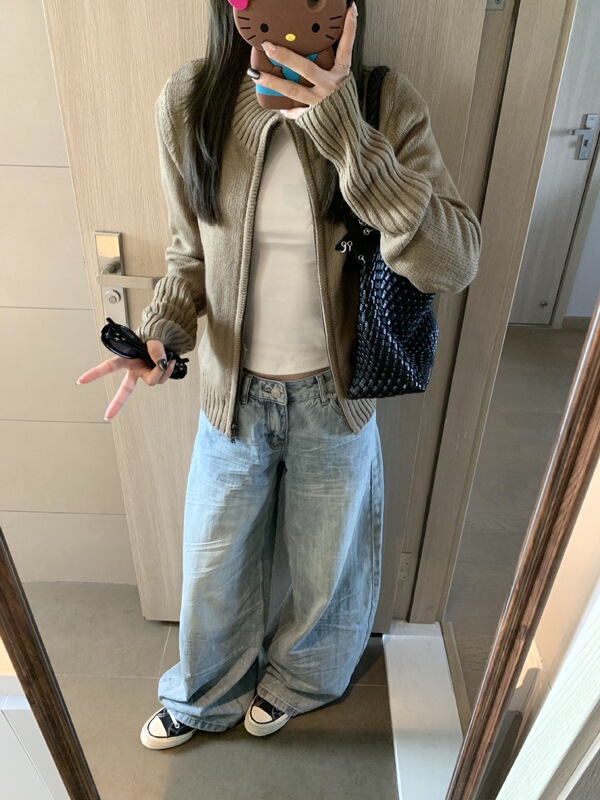 韩系初秋短款拉链外套女春秋季2025新款早秋穿搭毛衣针织开衫上衣|undefined